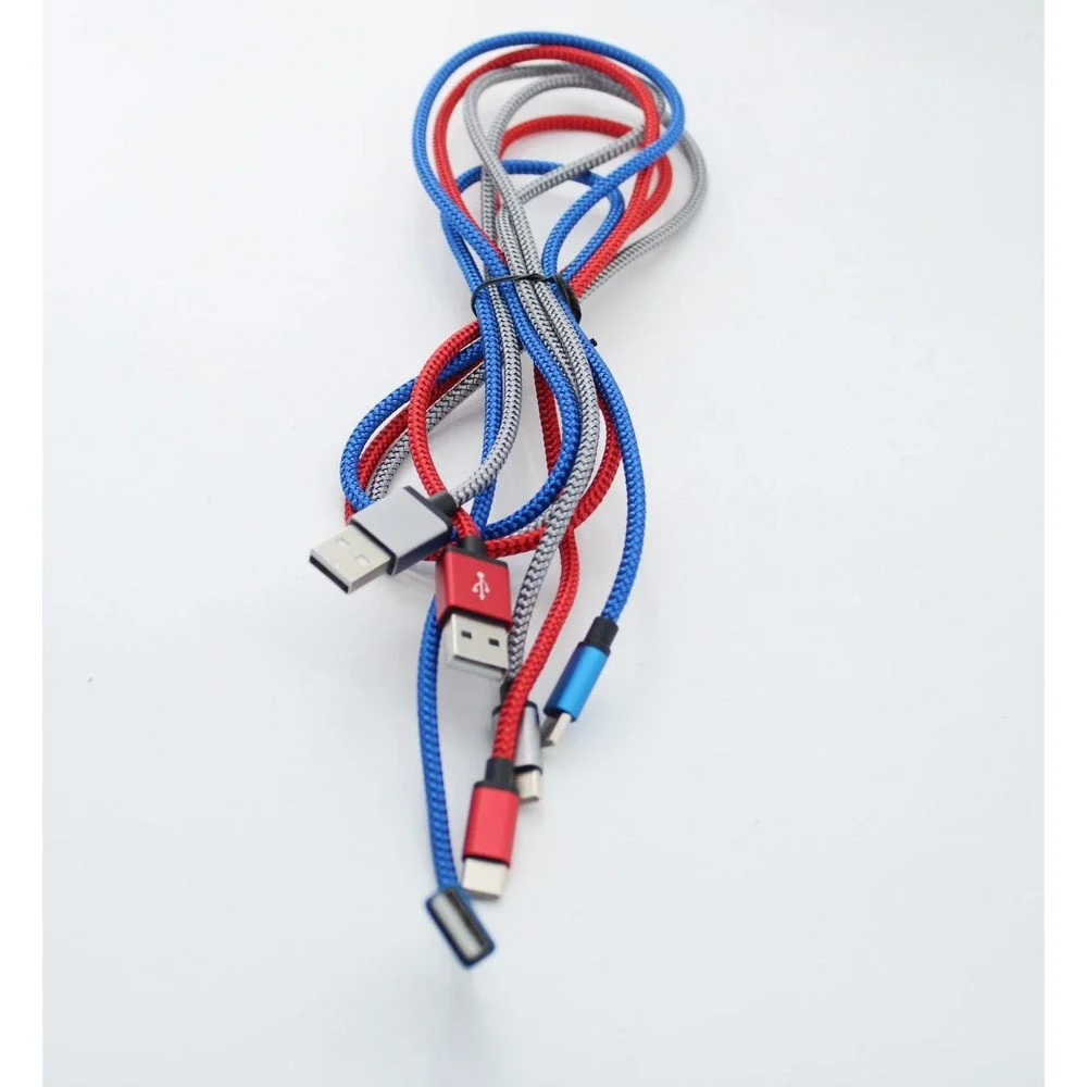 DDIYYI‎ USB Type C Cable 3 Pack Braided Nylon Charging Cord Red Blue Grey USB-A